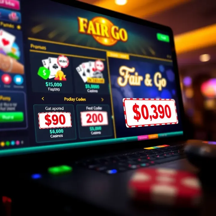Illustration showing a digital casino interface with promotional codes highlighted for players