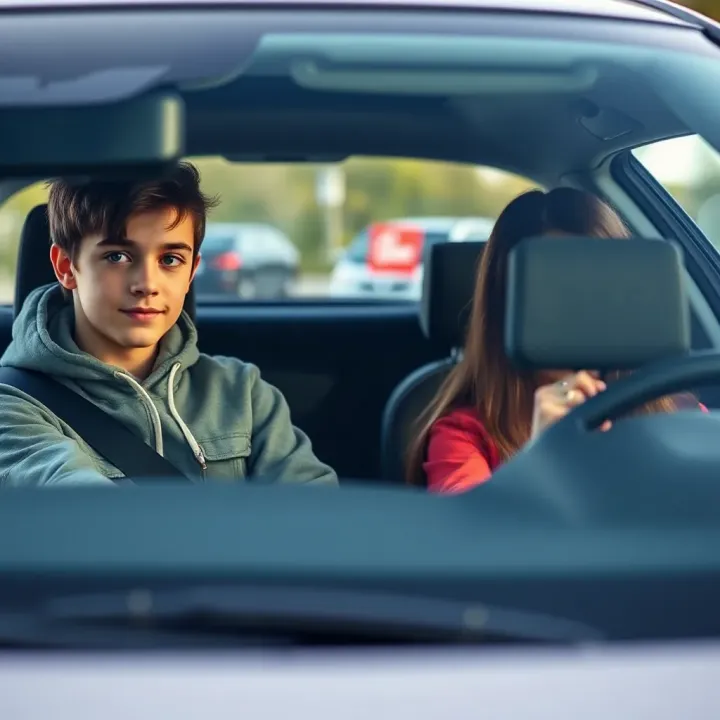 Illustration showing a young driver receiving guidance on safe driving practices