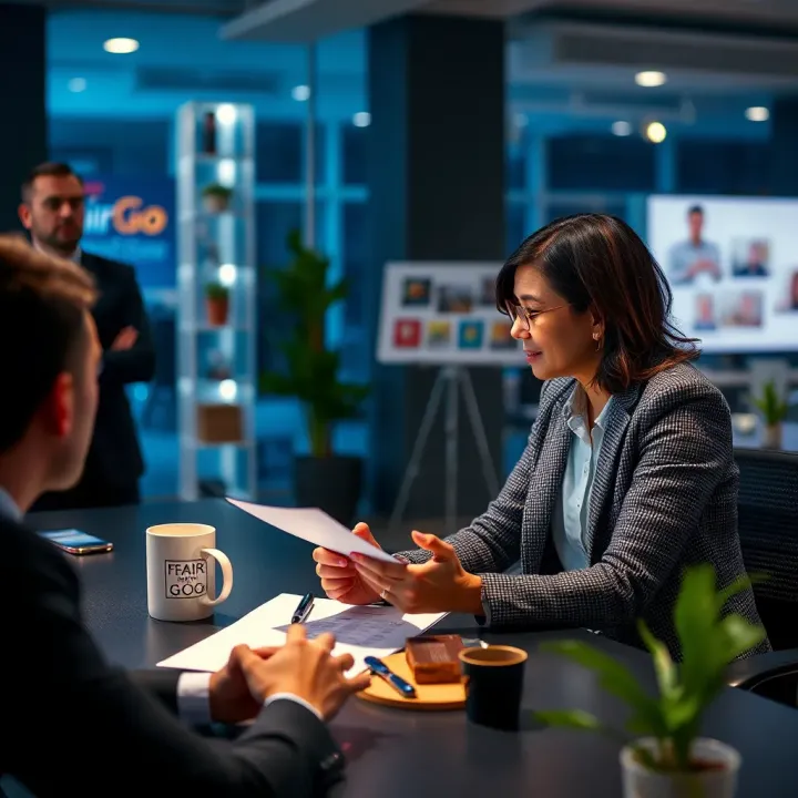 Illustration of a financial advisor discussing loan options with a client in a modern office setting in Perth