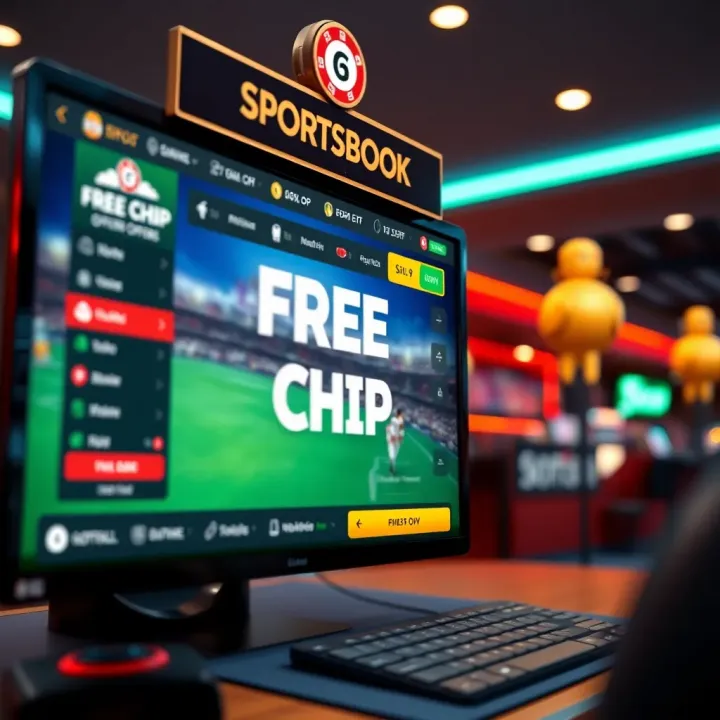 Illustration of a sportsbook interface highlighting free chip no deposit offers for users