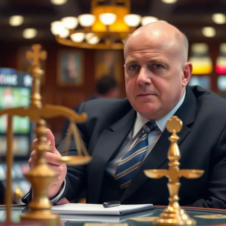 Graphic depicting Mark Hannan advocating for workplace fairness with symbols of justice and collaboration
