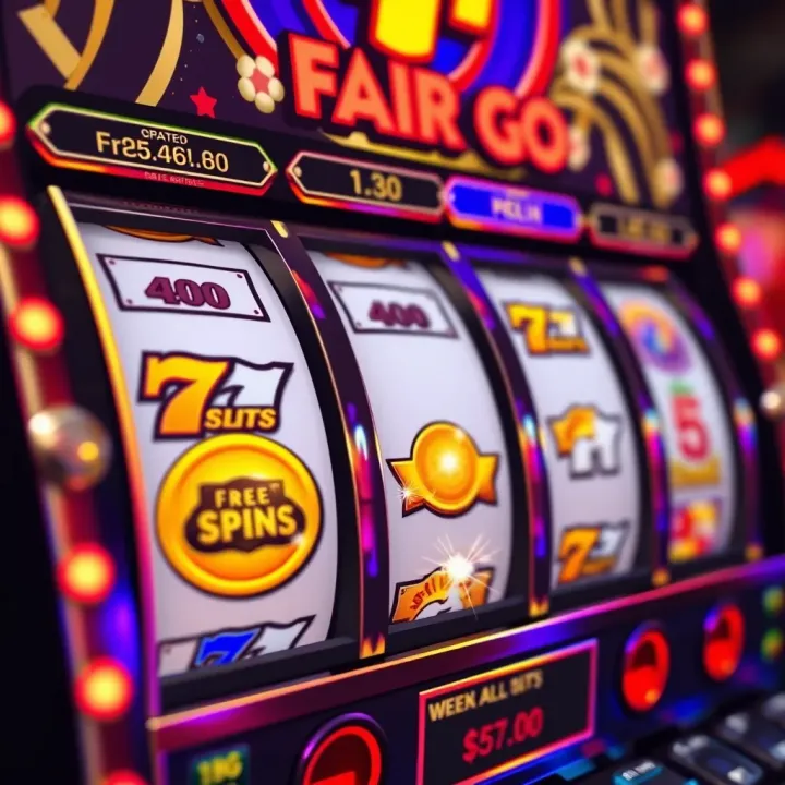 Illustration showing slot machine reels with sparkling symbols representing free spins rewards