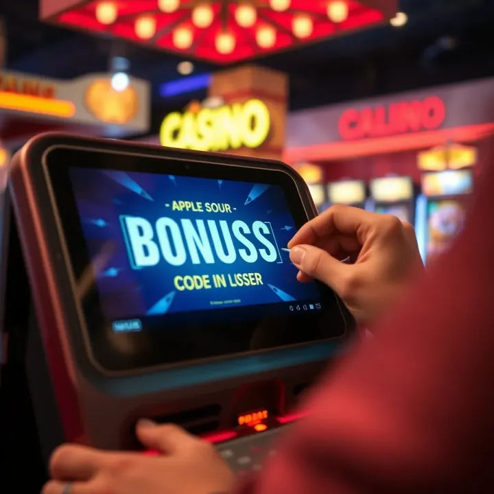 Illustration of a digital casino bonus code being applied on a gaming device screen