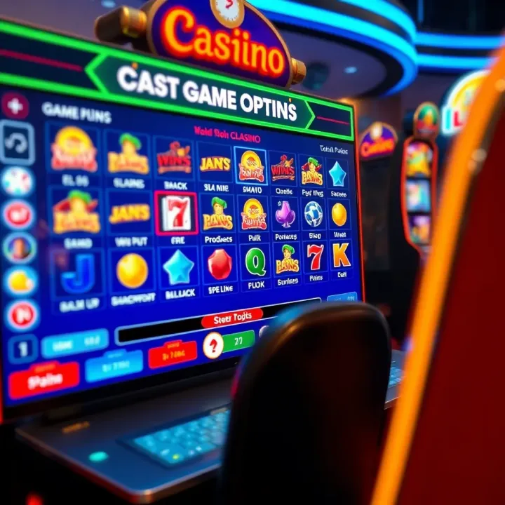 Online pokies interface displaying various game options on a digital screen