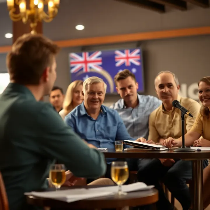 Group of diverse Australians engaged in a community discussion about fairness and equality